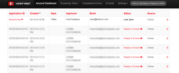 Track Pending Applications VeriFirst