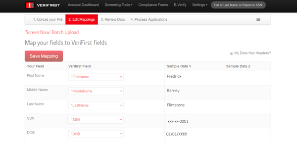 VeriFirst Batch Upload Bulk Employment Screening